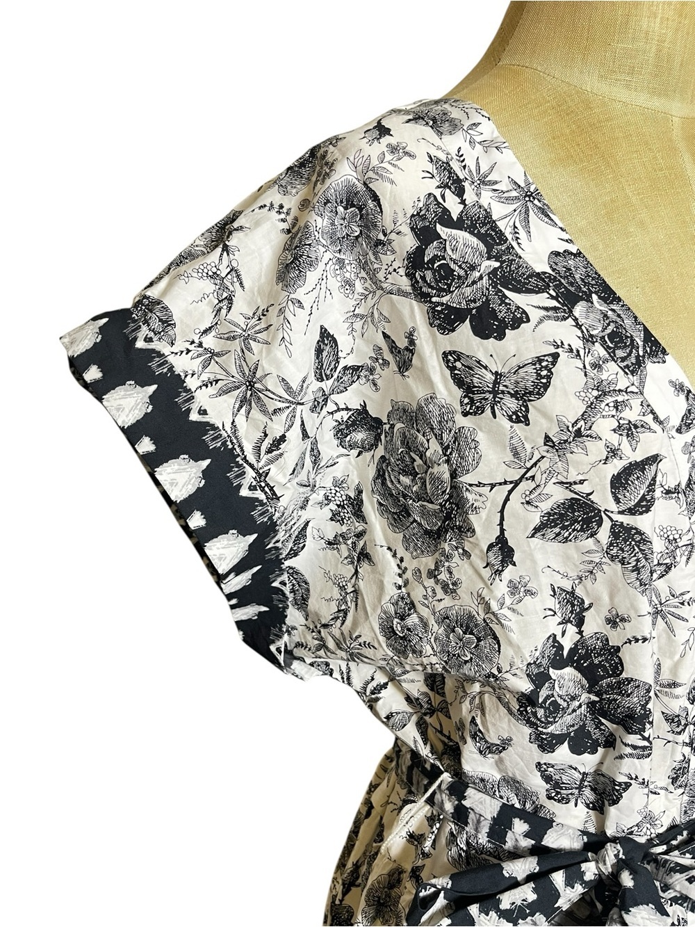 Abercrombie & Fitch XLT Tall Black White Floral Butterfly Toile Midi Dress NWT - Picture 8 of 10